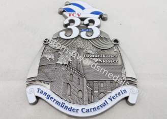 TCV 33 Jahre Die Cast / Die Struck / Stamped Carnival Medal by Zinc Alloy, Clown Logo, Antique Nickel Plating