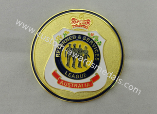 Iron / Brass / Copper Returned &amp; Service Personalized Coins with Soft Enamel, Gold Plating for Commemorative