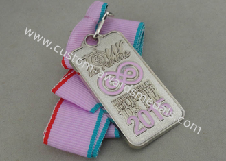 2016 Running Ribbon Medals Die Casting Soft Enamel Medal With Silver