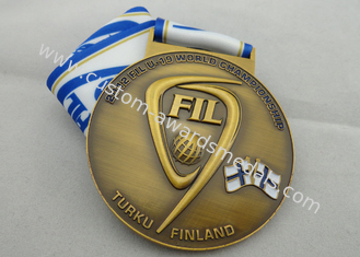 FIL U-19 Copper / Zinc Alloy / Pewter World Championship Ribbon Medals with Die Casting