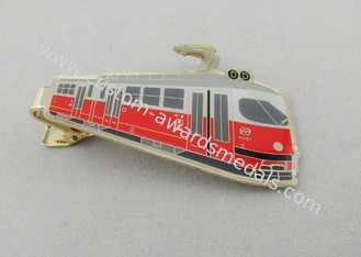 3D Brass Photo Personalized Tie Bar Etched With Soft Enamel , Gold Plating