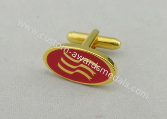 Unique Custom Red Round Cufflink , 2 mm Thickness Imitation Gold Plating