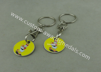 Suppermarket Shopping Trolley Coin With Keyring / Customized Logo