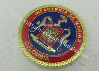 3D Customized Marina Personalized Coins , Challenge Colombia Coins With Zinc Alloy