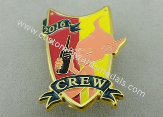 Gold Plating 3D Metal Soft Enamel Pin / Police Military Army Pin Badges