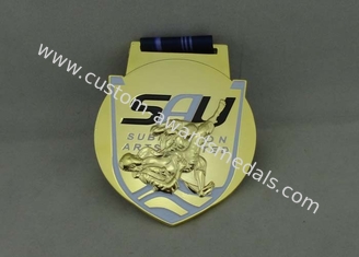 Marathon Ribbon Medals Die Casting With Soft Enamel , 3D Gold Plating