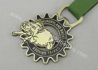 Hungry Land Ribbon Medals Zinc Alloy Material With Soft Enamel and Antique Brass Plating
