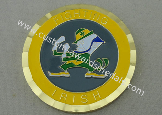 Brass Die Stamped Fighting IRIS Personalized Coins , Diamond Cut Edge And Box Packing