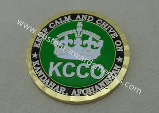 2.0 Inch KCCO custom military coins By Brass Die Struck And Gold Plating