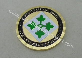 4Th Infantry Division Custom Made Coins Brass Army Coin 2.0 Inch With Gold