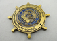 Double Sided Copper, Iron, Brass Quarterdeck Coin with Soft Enamel, Antique Gold Plating