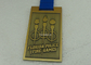 Customized Gold 3D Marathon Medals , Die Casting Sport Medals , Ribbon Enamel Medals With Zinc Alloy