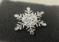 Customized Zinc Alloy Die Casting Snow Flower Brooch Pin , Clear Stone Metal Badges