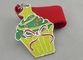 Christmas Gold Plating Enamel Medal With Soft Enamel And Yellow Glitte