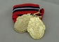 Red White Black Long Ribbon Medals Iron Die Stamping Gold Plating 2.0mm Thickness
