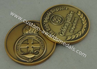 Soft Enamel Police Coin Brass Die Stamped Gold With Diamond Edge