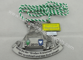 Personalized 3D Zinc Alloy Waghausel Carnival Medal, Die Casting Medals with Two Color Cord and Rhinestone