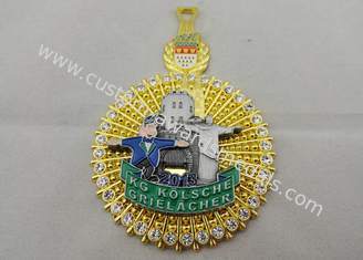 3D Die Casting KG Kolsche Karneval Medal with Antique Nickel and Gold Plating, Two Piece Combined