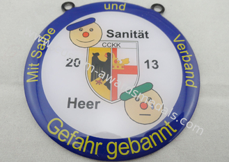 Stainless Steel Sanitat Karneval Silk Screen Printing Medal by Gefahr Gebannt, Flat or Double Side