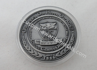 2D or 3D Personalized Coins / School Campus Coin with Antique Silver, Anti Nickel, Anti Brass Plating