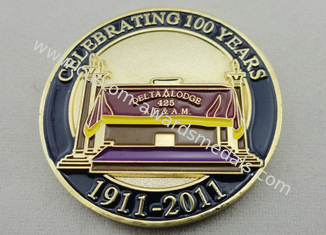 Gold Plating Metal Zinc Alloy, Iron, Brass Laser Engraved Personalized Coins / A.F. &amp; A.M. Coin for Promotional Gift