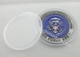 Metal Air Force One Coin / Zinc Alloy Personalized Enamel Coins with Antique Silver Plating