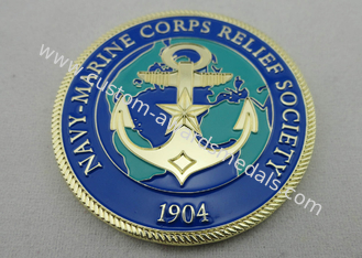 Brass / Zinc Alloy / Pewter Navy Marine Corps Coin / Harley Davidson Personalized Coins with Rope Edge