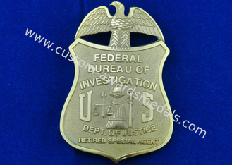Brass Stamped Federal Bureau Investigation Badge, Clip Souvenir Badges with Die Cast, Die Struck, Stamped