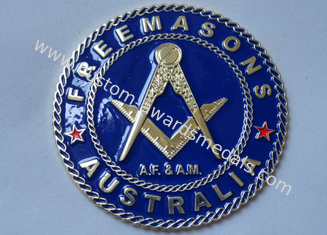 Gold Plating Iron or Brass or Copper A.F. &amp; A.M. Adhesive Badge