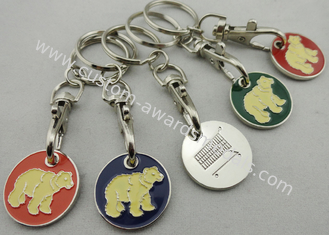 Bear Logo Iron / Brass / Copper Metal Trolley Coin, Shopping Trolley Keyrings with Die Cast, Die Struck, Stamped