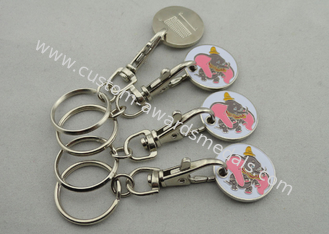 Iron or Brass or Copper Elephant Trolley Coin, Iron with Keychain for Supper Market, Store, Collection