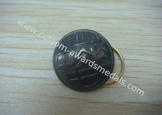 Button Shape Promotional Keychain by Brass Stamping with Man - Woman Mould, Dyed Black Plating
