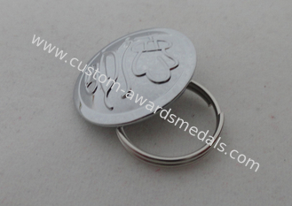 Button Shape Metal Custom Zinc Alloy, Pewter, Aluminum Key Chains with Brass Stamped