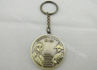 Double Sided  Zinc Alloy Antique Gold Plating 3D Key Chain,  Promotional Keychain