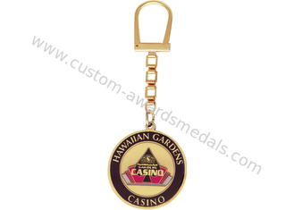 Zinc Alloy, Pewter, Aluminum Gold Plating CASINO Promotional Keychain with Copper Stamped