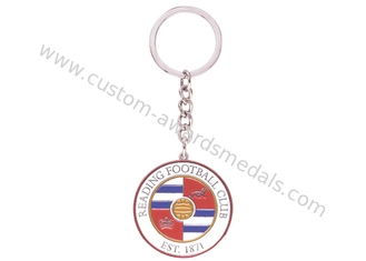 Custom Iron Stamped Iron / Brass / Copper Football Club Key Chain with Soft Enamel