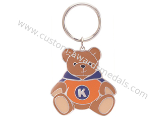 Lovely Double Sided Bear Zinc Alloy Promotional Keychain with Nickel Plating, Soft Enamel