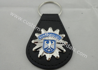 3D BUNDESPOLIZEI Leather Keychain, Customized Keychains with Zinc Alloy Enamel Emblem