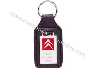 Custom Key Chains, Car Leather Pocket Keychain with Synthetic Enamel Emblem, Zinc Alloy with Nickel Plating