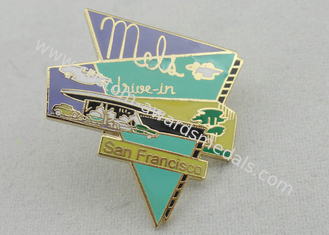 Metal Zinc Alloy Drive-in Imitation Hard Enamel Pin, Promotional Lapel Pins with Gold Plated