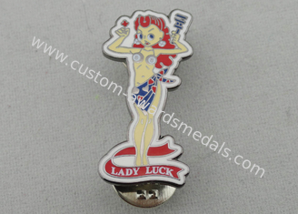 Lady Luck Hard Enamel Pin, Zinc Alloy Hard Enamel Pin with Black Nickel Plating