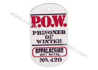 Zinc Alloy, Iron, Brass P.O.W. Personalised Dog Tags, Laser Engraved Custom Made Dog Tag