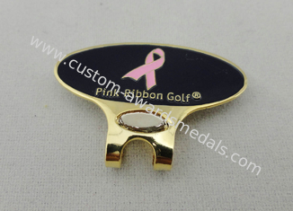 Personalized Brass Pink Ribbon Golf Cap Clip with Soft Enamel, Metal Clip