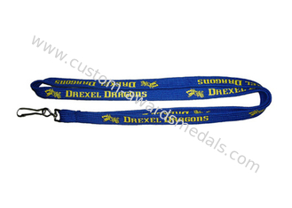 Drexel Dragons Silk Screen Printed  Polyester, Nylon, Silicone, Satin Tubular Lanyard With Metal Hook