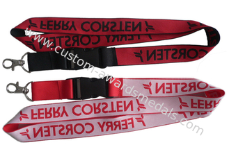 Single Side Woven Polyester Promotional Neck Lanyards with Metal Hook and Safety Break Away Clip