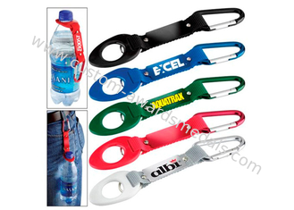 Silk Screen Polyester Printing Bottle Holder Lanyard With Reflection Band, With Carbiner