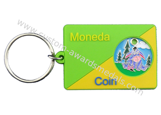 Business Promotional Gift Moneda Soft Pvc Colorful Key Chain With Coin