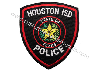 Twill, Cotton, Velvet Houston Isd Embroidery Patch With Iron Glue on Back Side
