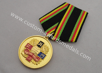 Soft enamel Custom Medal Awards with Gold Plating Foggy Paint Special Ribbon