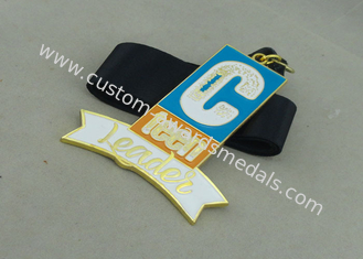 Soft Enamel Ribbon Medals Zinc Alloy Personalised Medal For Teen Leader